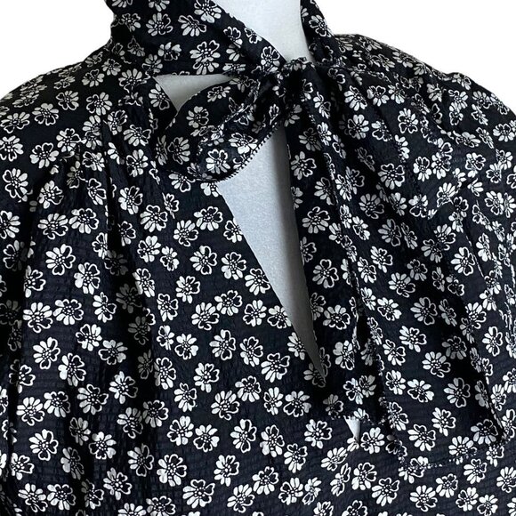 Rebecca Taylor Rue 100% SILK Floral Print Dress in Black 3/4 Sleeves Womens Sz 6 - Picture 9 of 9